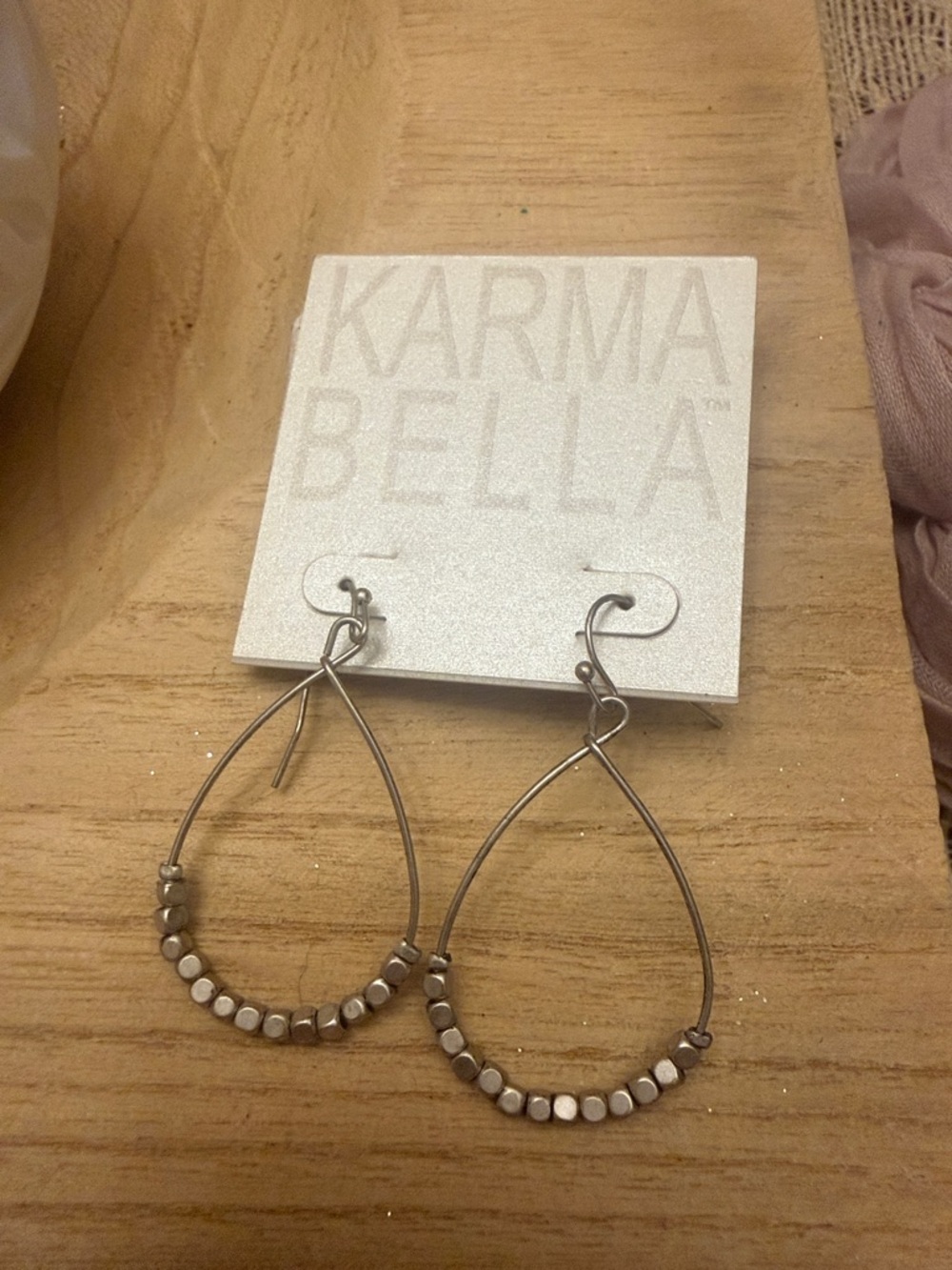 Karma Bella Silver Beaded Teardrop Earrings